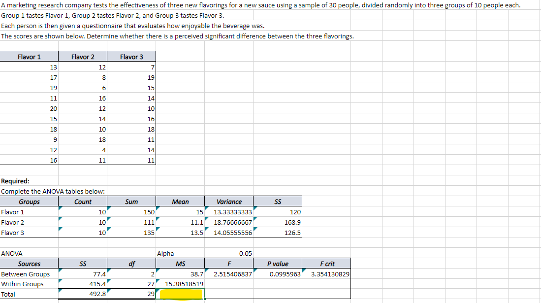 Need help with formula for MS total column. A marketing research companv