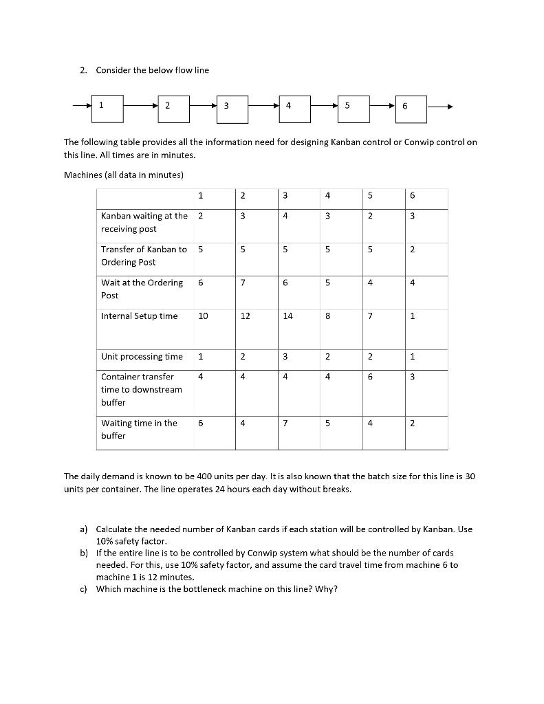 2. Consider the below flow line 1 2 3 4 5