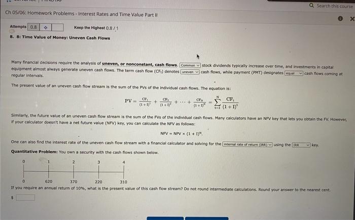  Q Search this course Ch 05/06: Homework Problems - Interest Rates