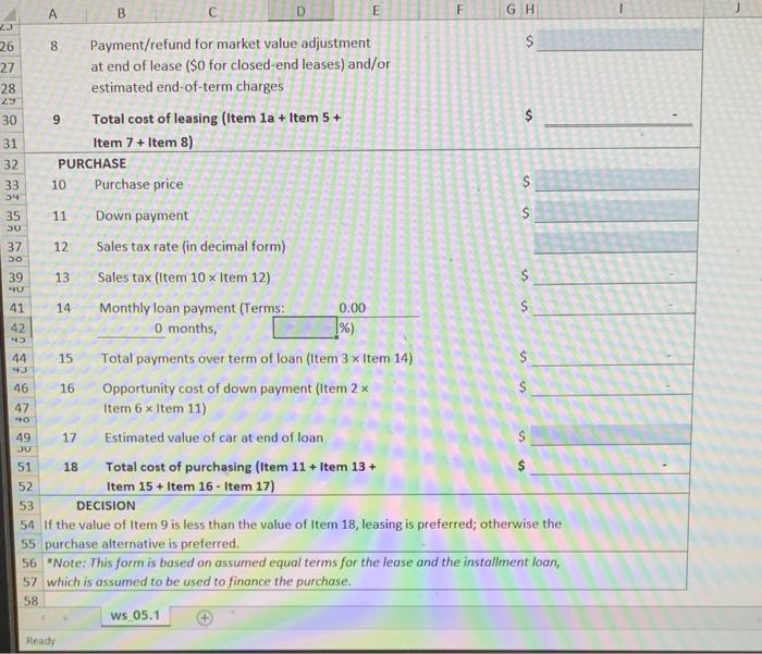below please conduct a rent vs buy analysis for an automobile. Please