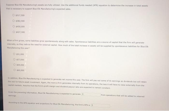 to add. thanks! 2. The Additional Funds Needed (AFN) equation Blue Ek
