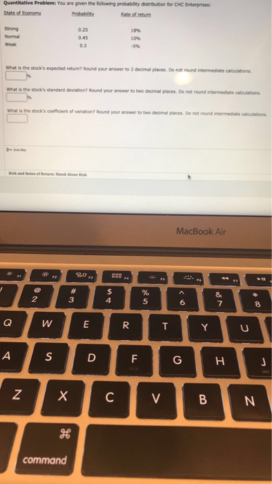  Quantitative Problem: You are given the following probability distribution for CHC