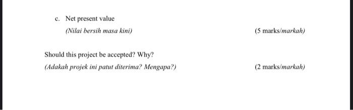 require an initial outlay of RM54.200. This project has an expected life