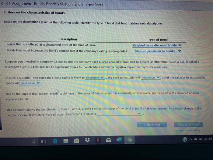  Ch 05: Assignment - Bonds, Bonds Valuation, and interest Rates 3.