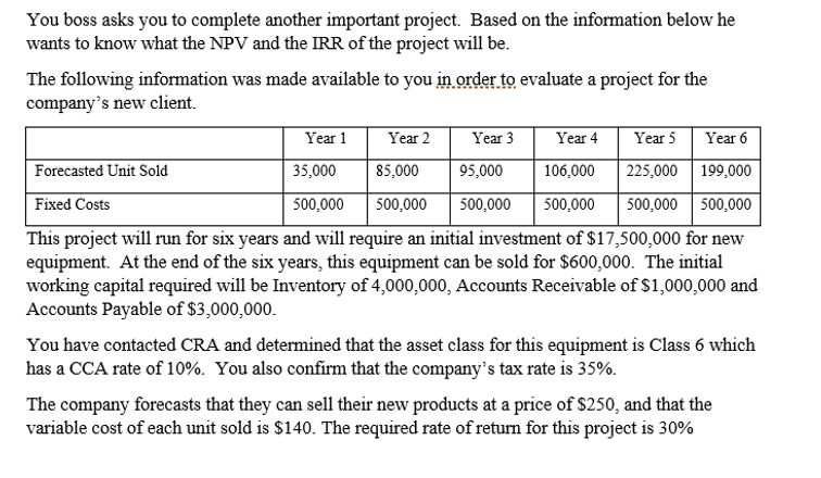 You boss asks you to complete another important project. Based on