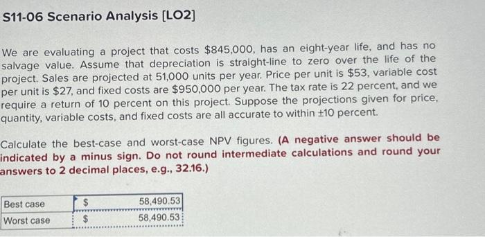  We are evaluating a project that costs $845,000, has an eight-year