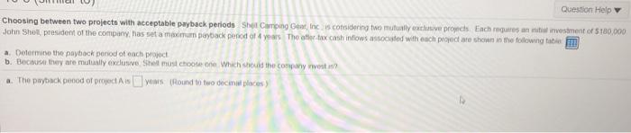 has set a maximum payback period of 4 years. thr after tax