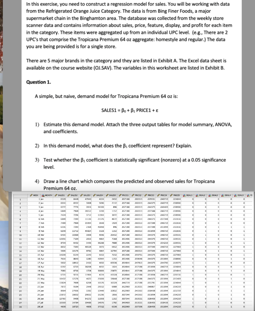  In this exercise, you need to construct a regression model for