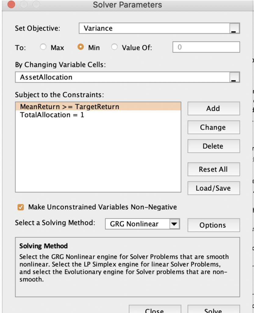 2.2 (30 points) The efficient frontier is defined by the entire set