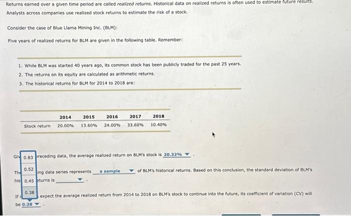 to estimate future results; Analysts across companies use realized stock returns to