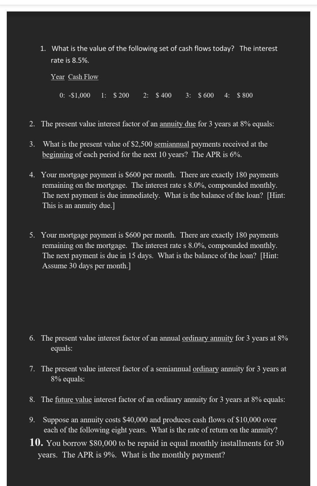  A solution to the tenth questions is required, with an explanation