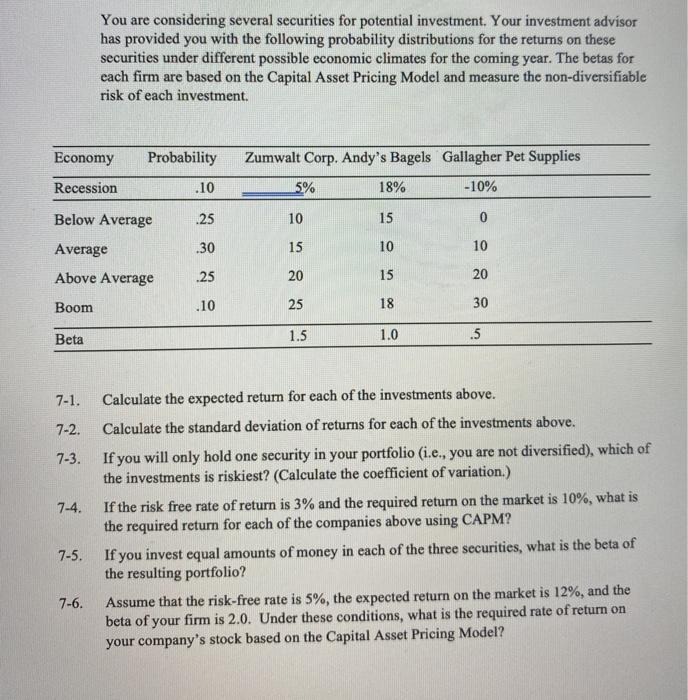  Please answer 7-2 through 7-6 if possible thank you!! You are