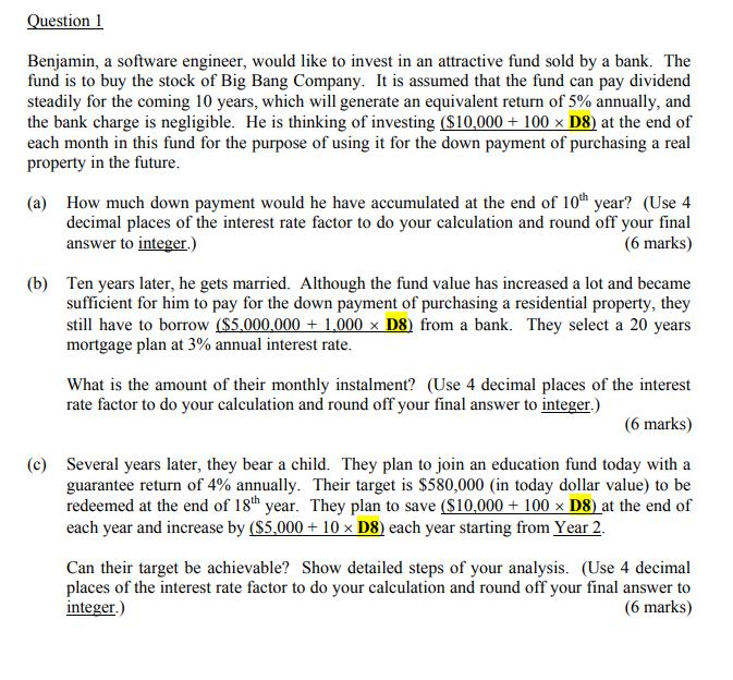  For D8= 0 , With Clear Steps , THank you! Question