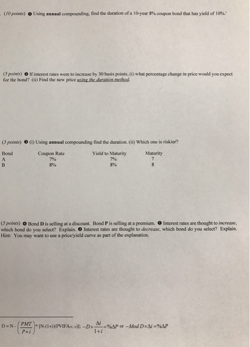 Please show work without excel and include formula. . (10 points) o