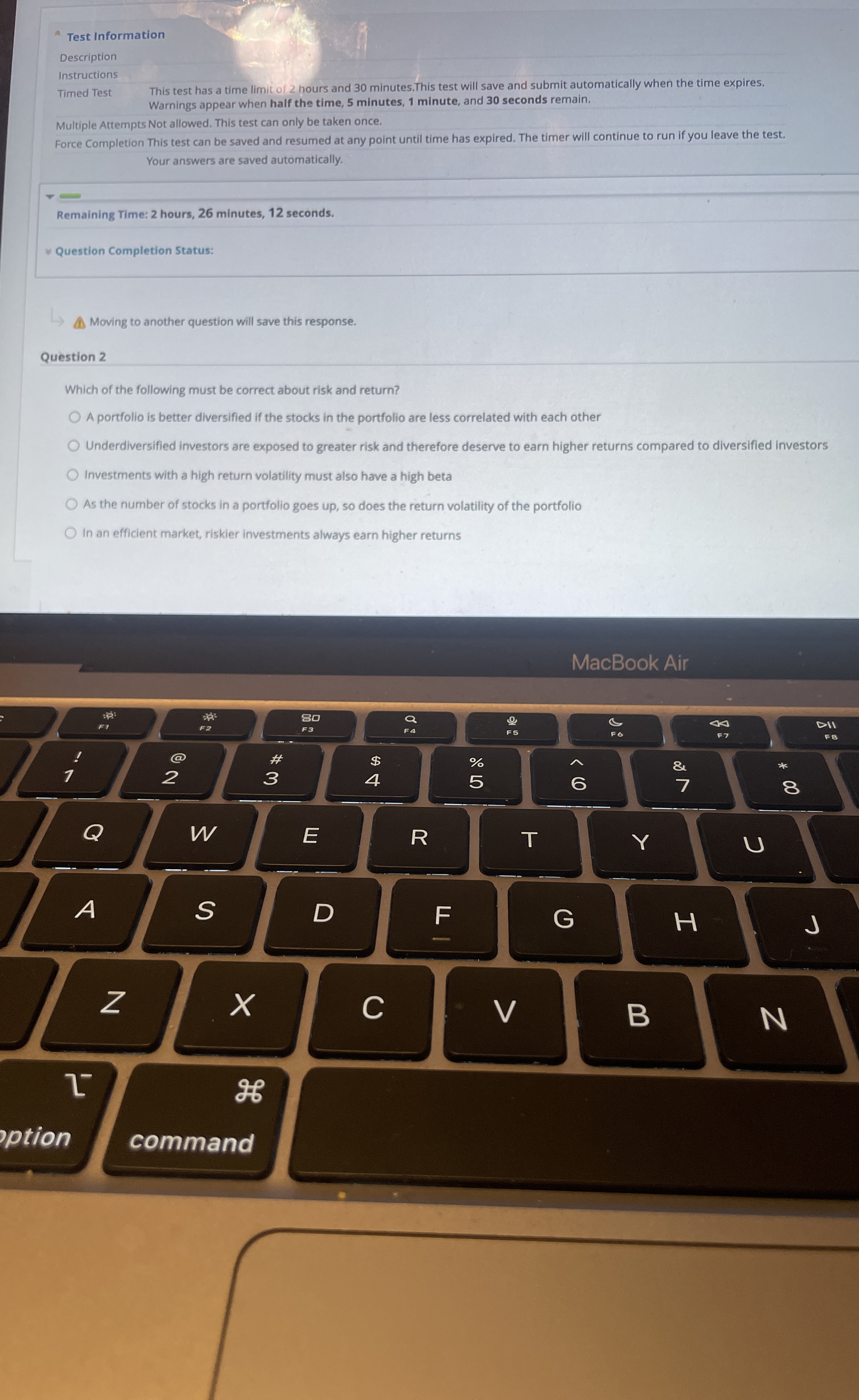  Test Information Description Instructions Timed Test This test has a time