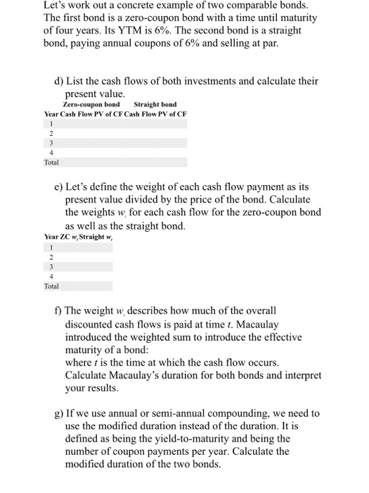  Let's work out a concrete example of two comparable bonds. The