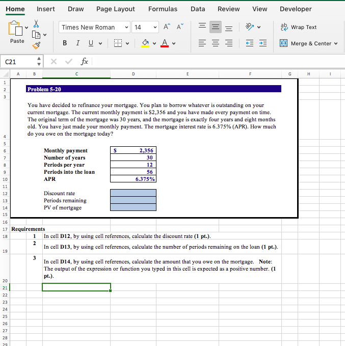  Home Inser Draw Page Layout Formulas Data Review View Developer Times