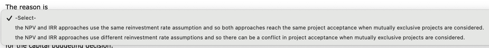 operating working capital requirements, and tax effects are all included in these