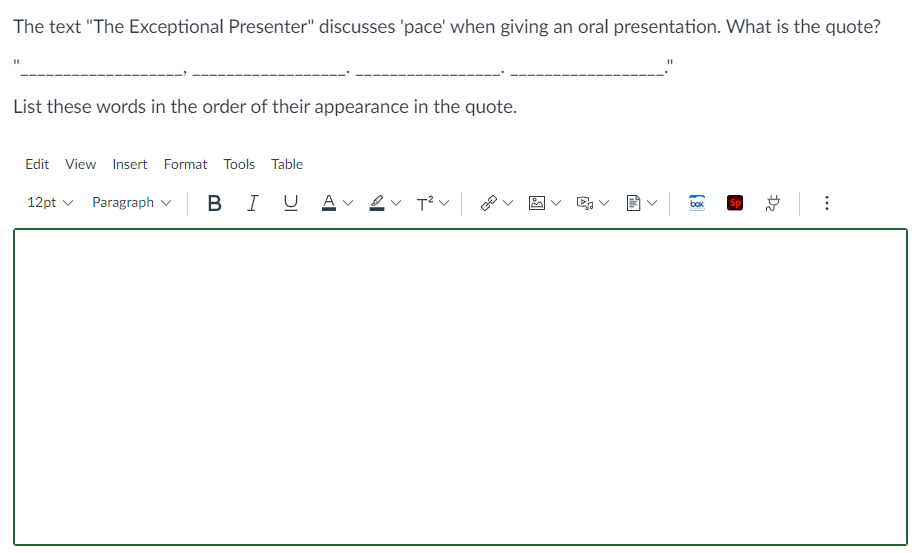  The text "The Exceptional Presenter" discusses 'pace' when giving an oral