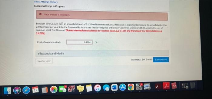  Show Attempt History Current Attempt in Progress Your answer is incorrect