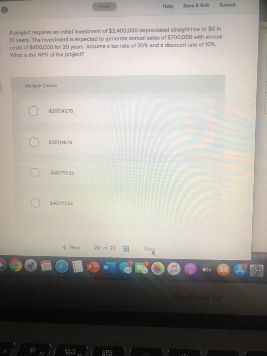  Help Save El Submit A project requires an initial investment of