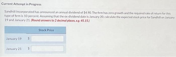 Current Attempt in Progress Sandhill Incorporated has announced an annual dividend
