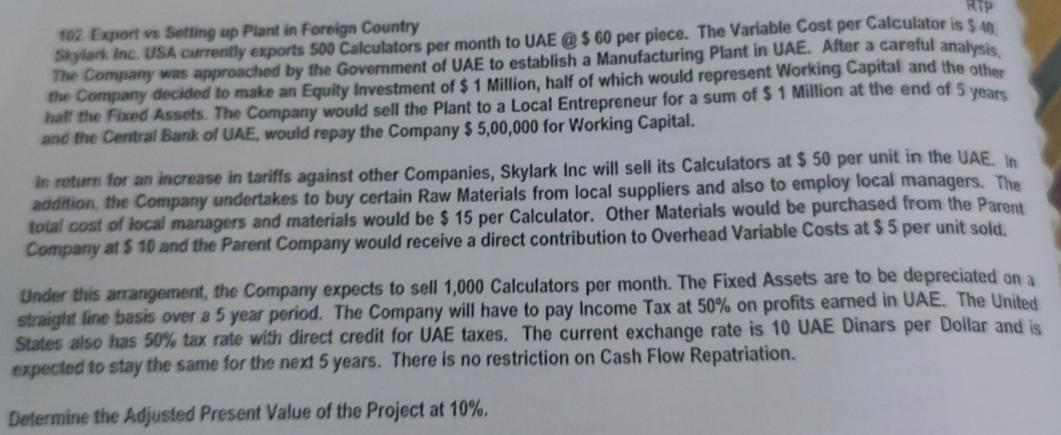  need 100 RIP O2 Export vs Setting up Plant in Foreign