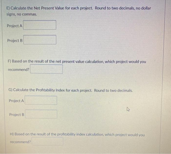 is 13%. using this information, answer the questions below: Year Project A