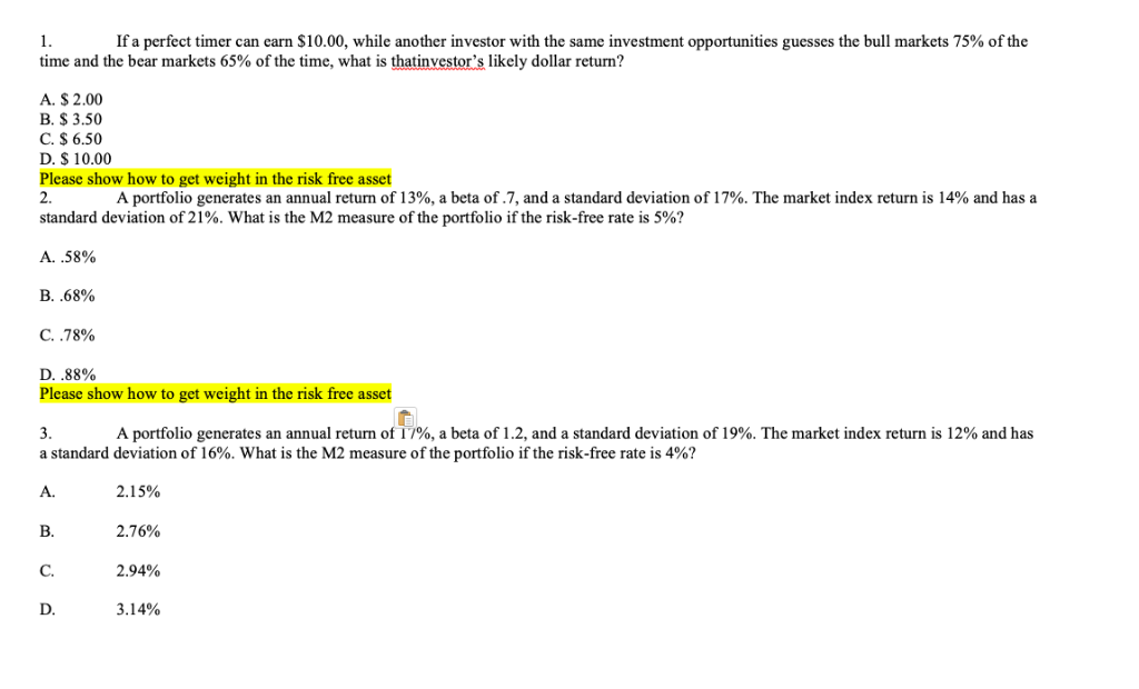 Please solve them without using EXCEL If a perfect timer can earn