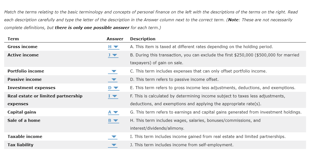 Match the terms relating to the basic terminology and concepts of