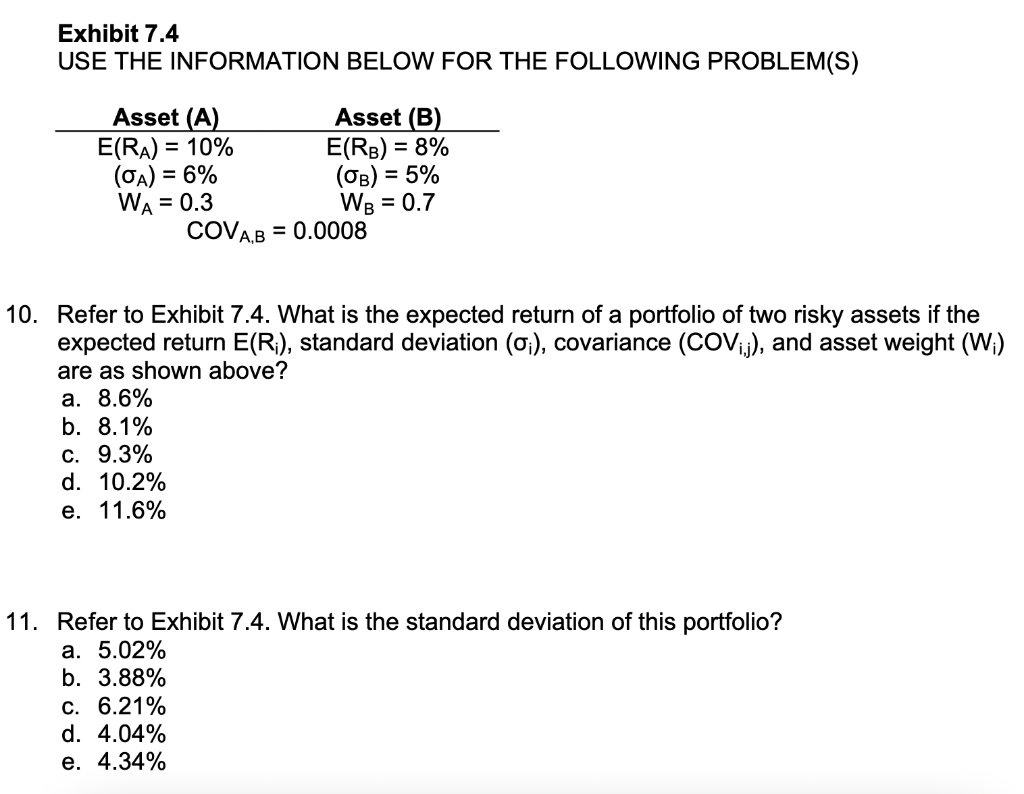 Exhibit 7.4 USE THE INFORMATION BELOW FOR THE FOLLOWING PROBLEM(S) Asset