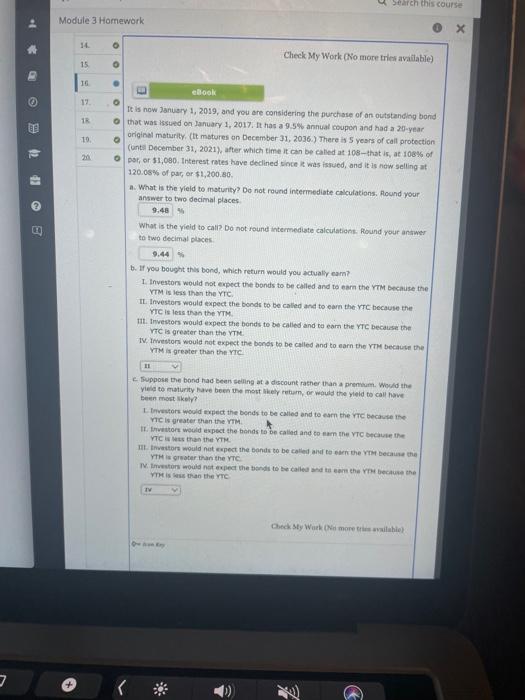  Search this course Module 3 Homework 14 o Check My Work