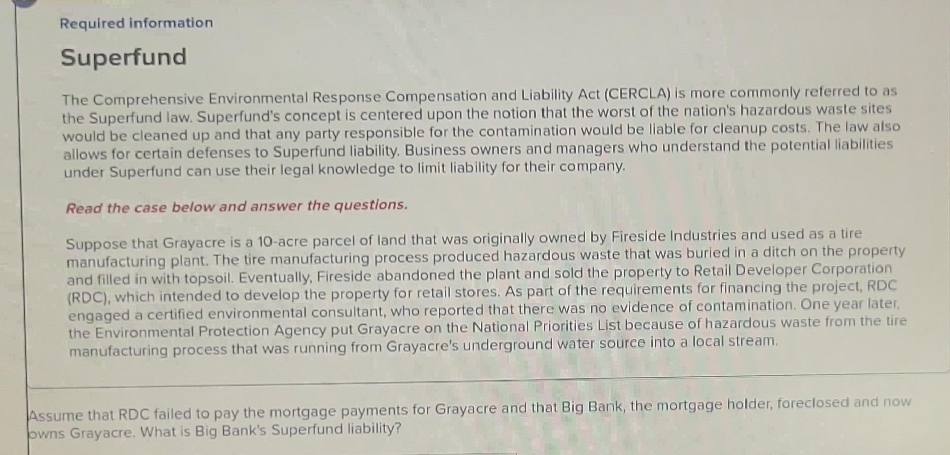 upon the notion that the worst of the nation's hazardous waste sites