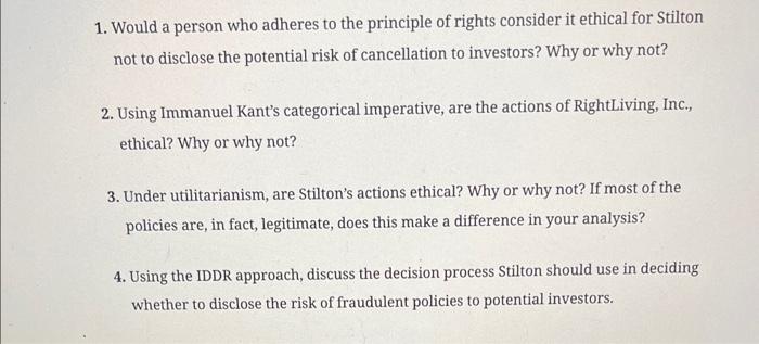 each answer. thank you! Practice and Review: Ethics in Business James Stilton