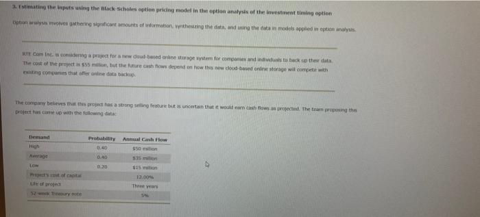  3. Estimating the inputs using the Black Scholes option pricing model