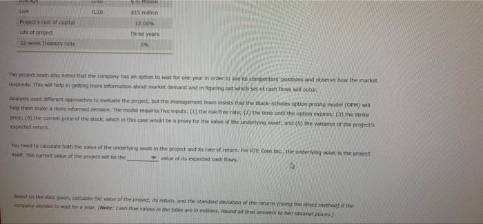 in the option analysis of the investment timing option Option analysis involves