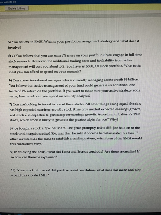 the efficient market hypothesis: A) Intel has consistently generated large profits for