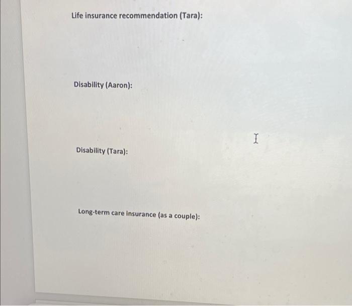 for each type of insurance. Write the paragraphs (in Word) below the