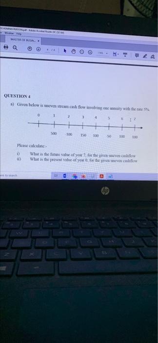  MUROS MASTER OE .. O O . QUESTION 4 a) Given