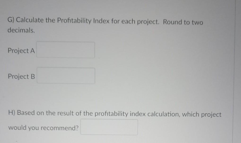 below: Year Project A Project B 0 (390,000) (62,000) 1 60,000 28,000