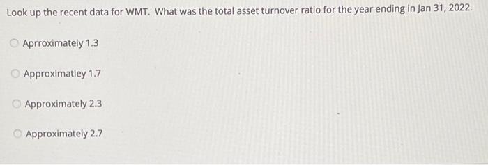 a&b Look up the recent data for WMT. What was the total