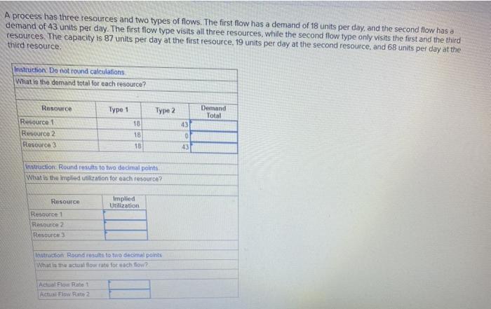 23 A process has three resources and two types of flows. The