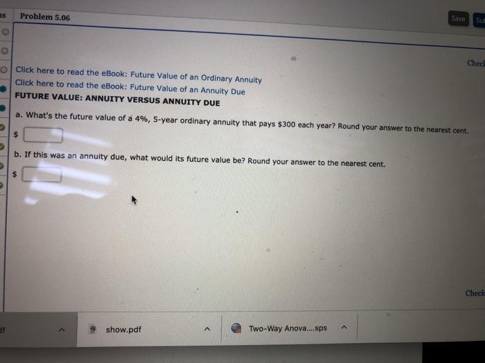  15 Problem 5.06 Save Sul O Chee! Click here to read