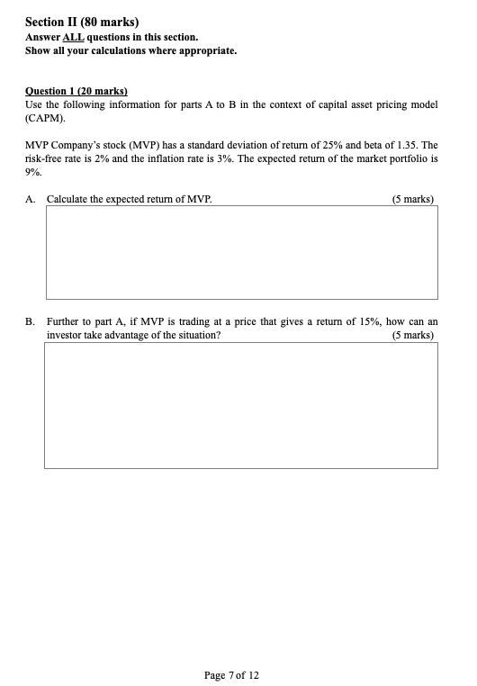 Answer ALL questions in this section. Show all your calculations where appropriate.