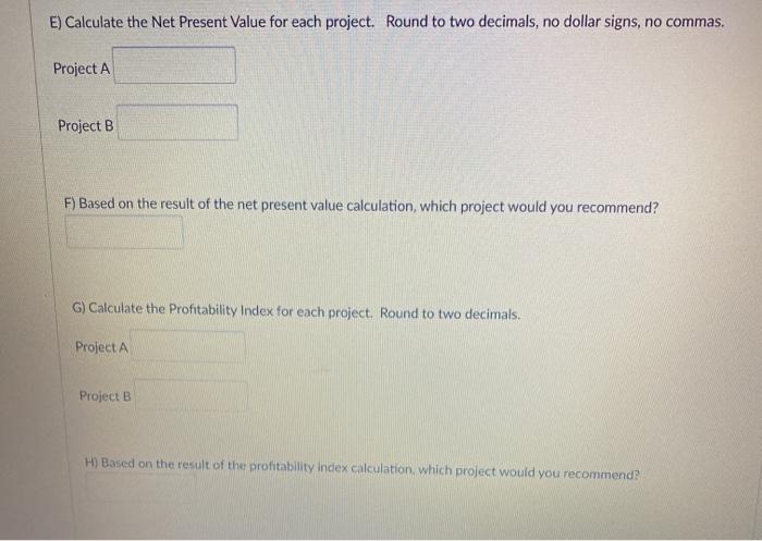 is 16%. using this information, answer the questions below: Year Project A