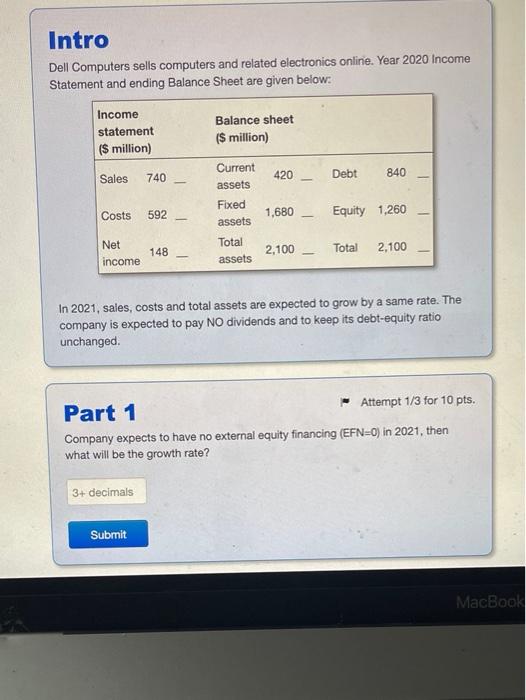  Intro Dell Computers sells computers and related electronics online. Year 2020