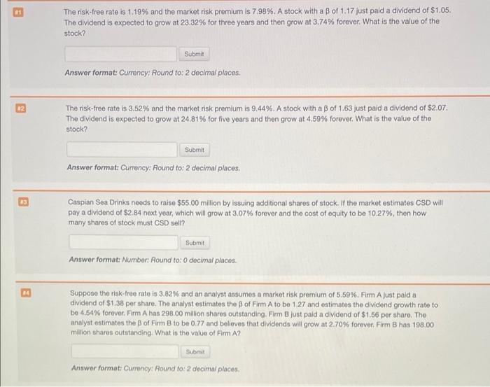 then grow at 3.74% forever. What is the value of the stock?