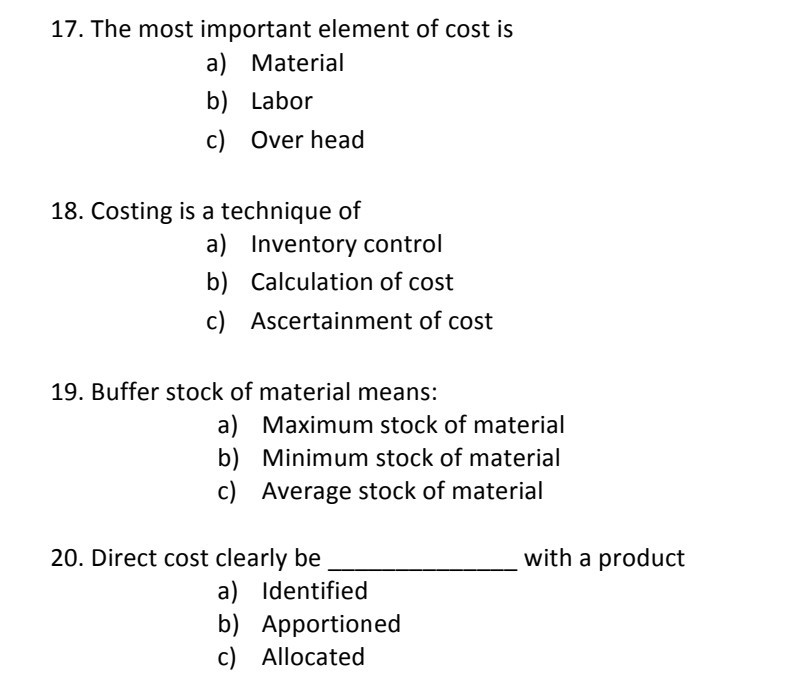 paid to all the following except a) Machine operators b) Assembly line