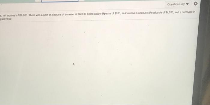 flows, net income is $29,000. There was a gain on Accounts Payable