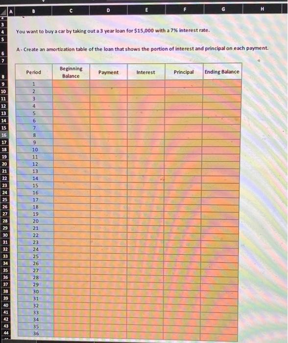pleass show excel formulas used to get this answer. D H You